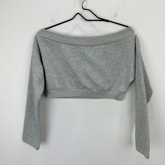 Majorelle Martine Sweater Sweatshirt Cropped Off Shoulder Balletcore Gray Small - Picture 10 of 11